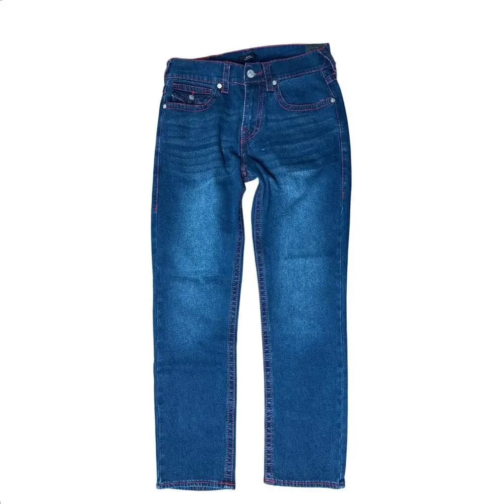 True Religion Geno Big T Flap Slim Jeans Mens 32 Dark Woodland Wash NWT